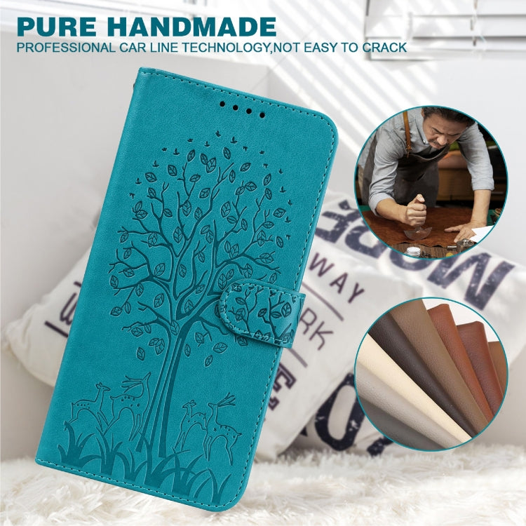 Tree & Deer Pattern Pressed Printing Horizontal Flip Leather Phone Case