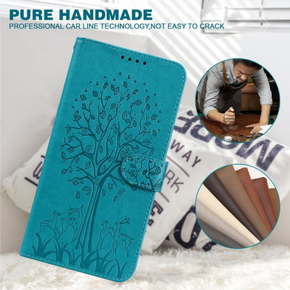 Tree & Deer Pattern Pressed Printing Horizontal Flip Leather Phone Case