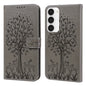 Tree & Deer Pattern Pressed Printing Horizontal Flip Leather Phone Case