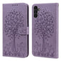 Tree & Deer Pattern Pressed Printing Horizontal Flip Leather Phone Case, For Samsung Galaxy S23 5G, For Samsung Galaxy S23+ 5G, For Samsung Galaxy S23 Ultra 5G, For Samsung Galaxy A14 5G