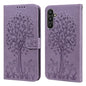 Tree & Deer Pattern Pressed Printing Horizontal Flip Leather Phone Case, For Samsung Galaxy A34 5G, For Samsung Galaxy A54 5G