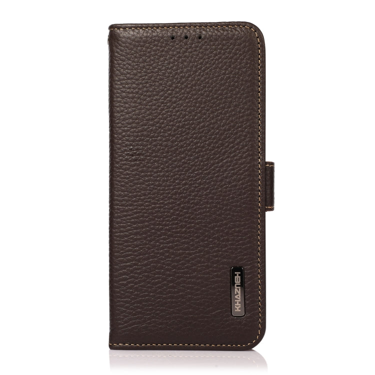 KHAZNEH Side-Magnetic Litchi Genuine Leather RFID Phone Case