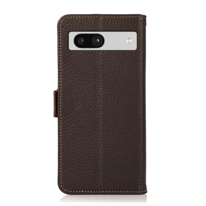 KHAZNEH Side-Magnetic Litchi Genuine Leather RFID Phone Case, For Google Pixel 7A, For Xiaomi Redmi Note 12 4G Global