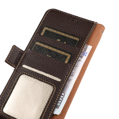 KHAZNEH Side-Magnetic Litchi Genuine Leather RFID Phone Case