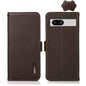 KHAZNEH Side-Magnetic Litchi Genuine Leather RFID Phone Case, For Google Pixel 7A, For Xiaomi Redmi Note 12 4G Global