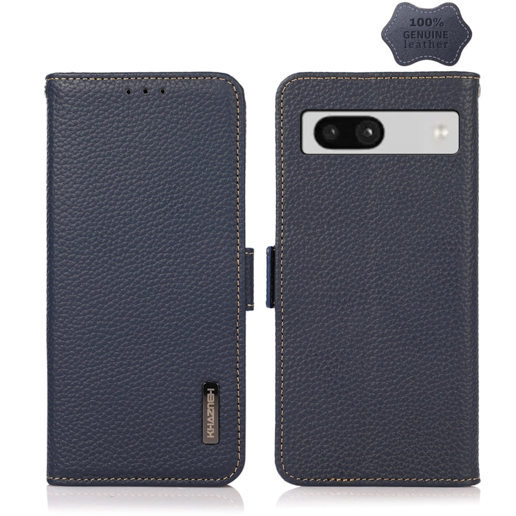 KHAZNEH Side-Magnetic Litchi Genuine Leather RFID Phone Case, For Google Pixel 7A, For Xiaomi Redmi Note 12 4G Global