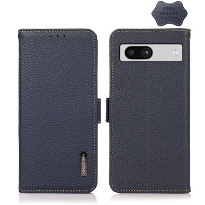 KHAZNEH Side-Magnetic Litchi Genuine Leather RFID Phone Case, For Google Pixel 7A, For Xiaomi Redmi Note 12 4G Global