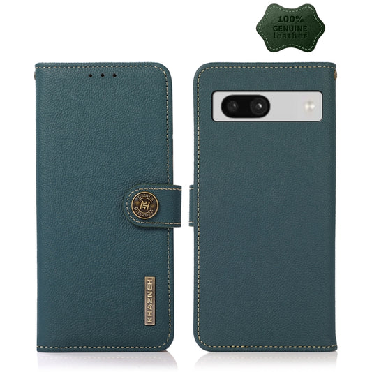 KHAZNEH Custer Texture RFID Genuine Leather Phone Case, For Google Pixel 7A, For Xiaomi Redmi Note 12 4G Global