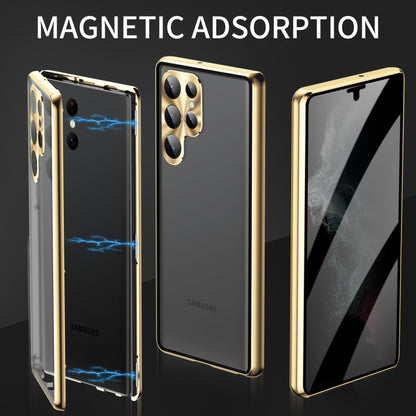 Privacy Full Cover Magnetic Metal Tempered Glass Phone Case, For Samsung Galaxy S23 5G, For Samsung Galaxy S23+ 5G, For Samsung Galaxy S23 Ultra 5G