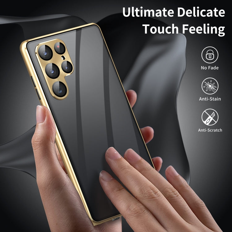 Privacy Full Cover Magnetic Metal Tempered Glass Phone Case