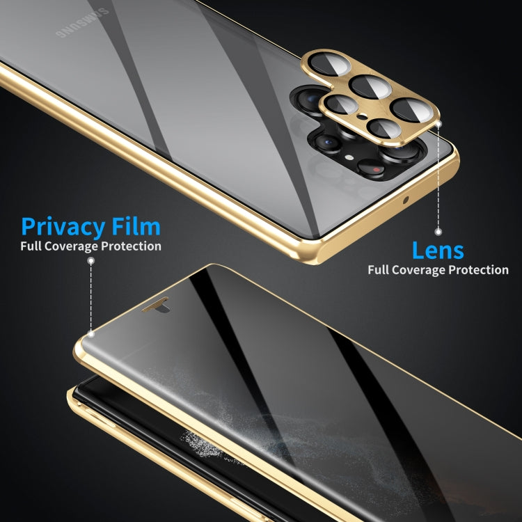 Privacy Full Cover Magnetic Metal Tempered Glass Phone Case