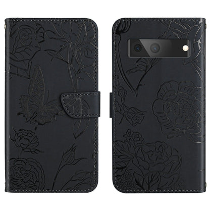 Skin Feel Butterfly Peony Embossed Leather Phone Case