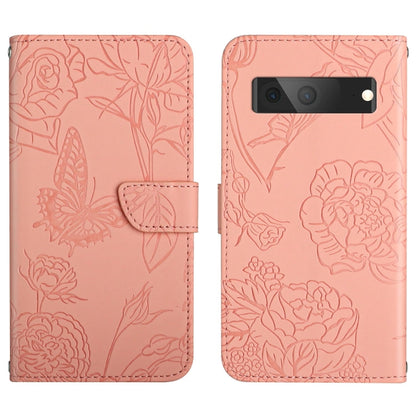 Skin Feel Butterfly Peony Embossed Leather Phone Case