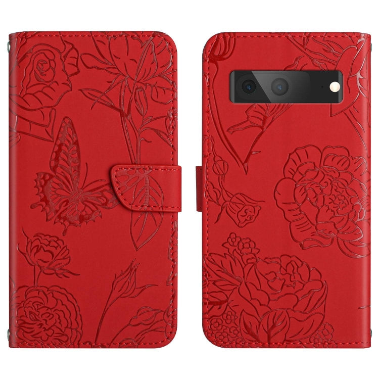 Skin Feel Butterfly Peony Embossed Leather Phone Case