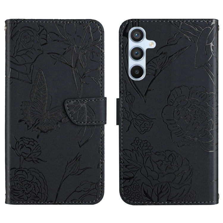 Skin Feel Butterfly Peony Embossed Leather Phone Case