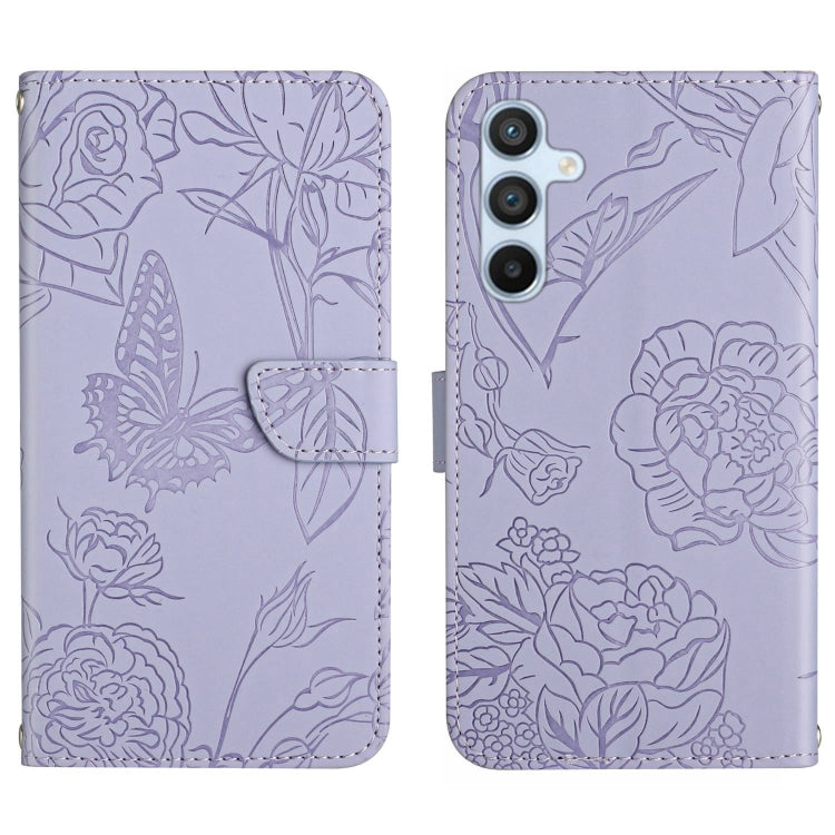 Skin Feel Butterfly Peony Embossed Leather Phone Case