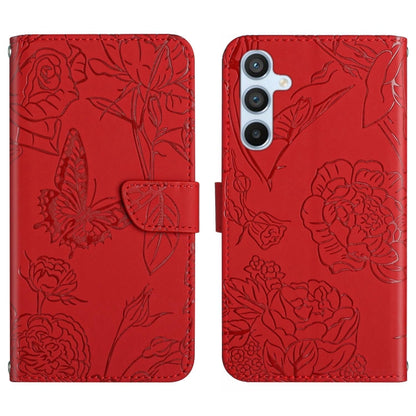 Skin Feel Butterfly Peony Embossed Leather Phone Case