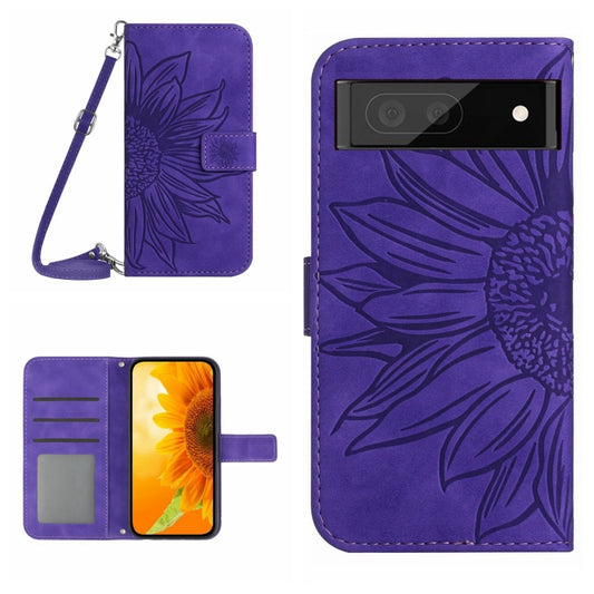 Skin Feel Sun Flower Pattern Flip Leather Phone Case with Lanyard