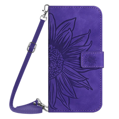 Skin Feel Sun Flower Pattern Flip Leather Phone Case with Lanyard