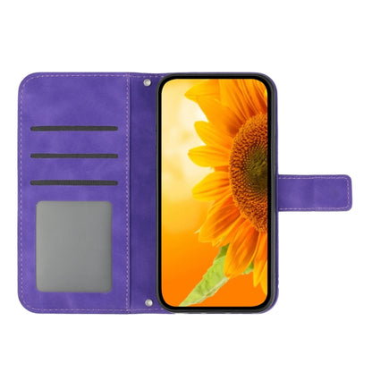 Skin Feel Sun Flower Pattern Flip Leather Phone Case with Lanyard