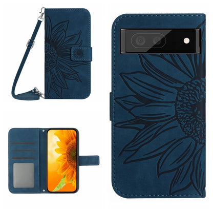 Skin Feel Sun Flower Pattern Flip Leather Phone Case with Lanyard