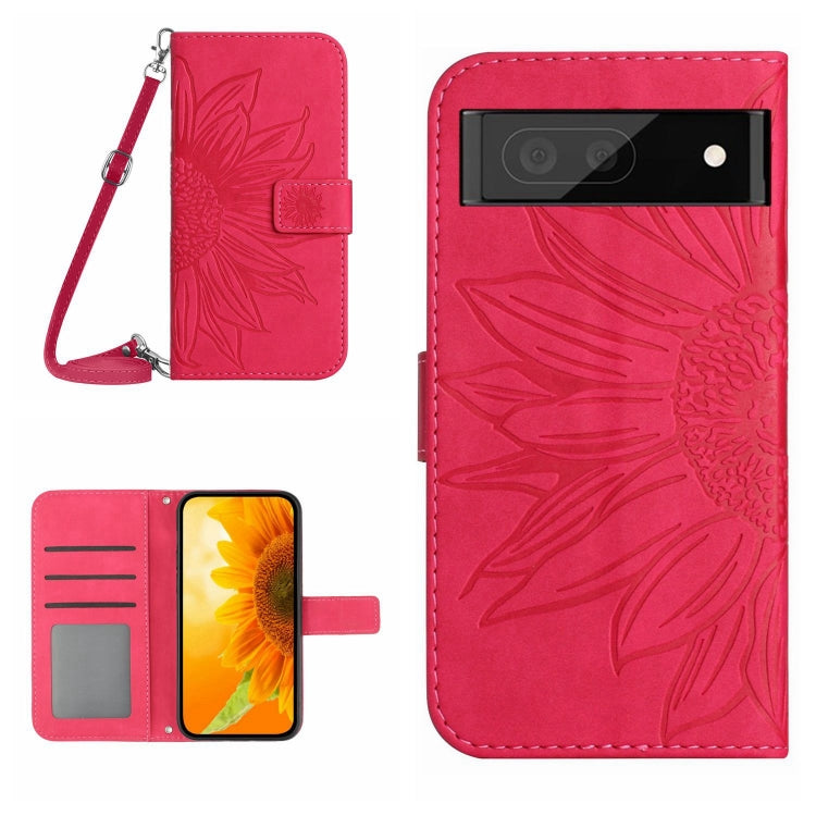 Skin Feel Sun Flower Pattern Flip Leather Phone Case with Lanyard