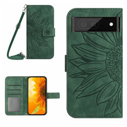 Skin Feel Sun Flower Pattern Flip Leather Phone Case with Lanyard