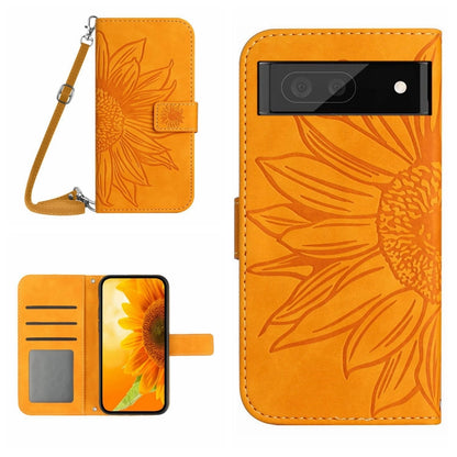 Skin Feel Sun Flower Pattern Flip Leather Phone Case with Lanyard