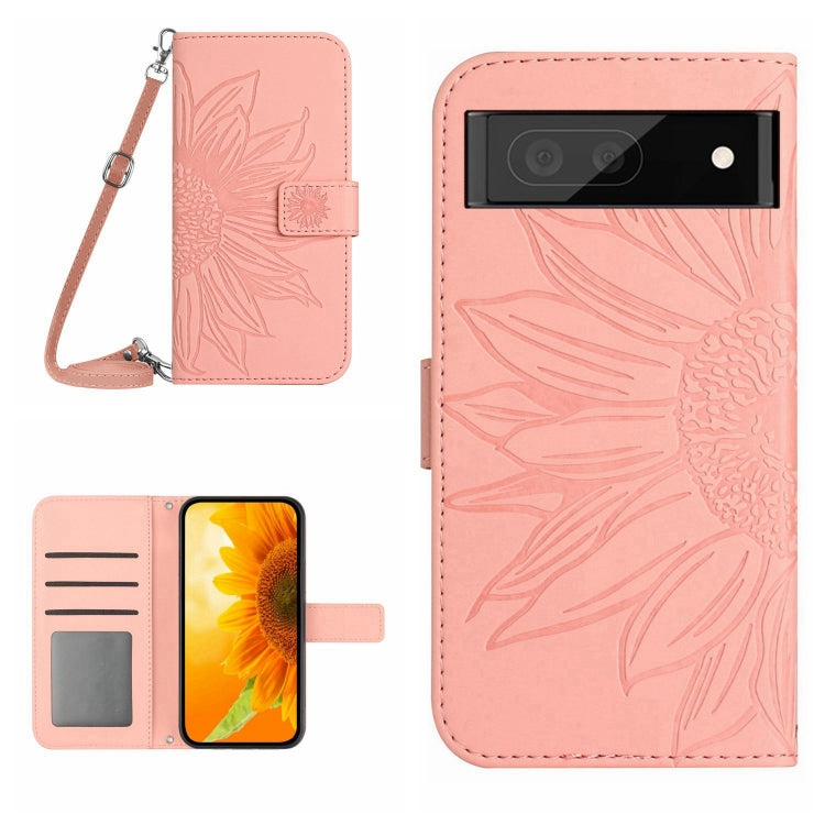 Skin Feel Sun Flower Pattern Flip Leather Phone Case with Lanyard