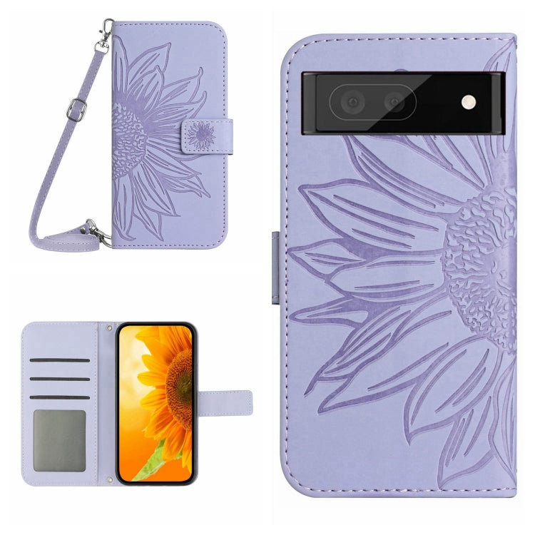 Skin Feel Sun Flower Pattern Flip Leather Phone Case with Lanyard