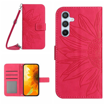 Skin Feel Sun Flower Pattern Flip Leather Phone Case with Lanyard