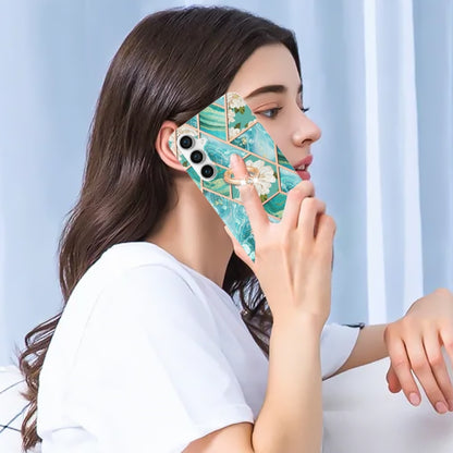 Splicing Marble Flower IMD TPU Phone Case with Ring Holder