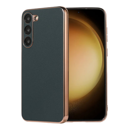 Waves Series Nano Electroplating Genuine Leather Phone Case, For Samsung Galaxy S23+ 5G, For Samsung Galaxy S23 5G