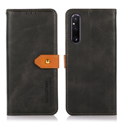 KHAZNEH Dual-color Cowhide Texture Flip Leather Phone Case