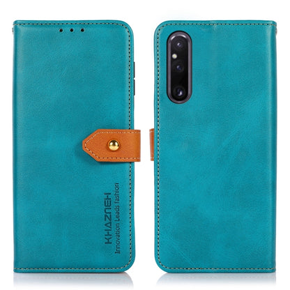 KHAZNEH Dual-color Cowhide Texture Flip Leather Phone Case