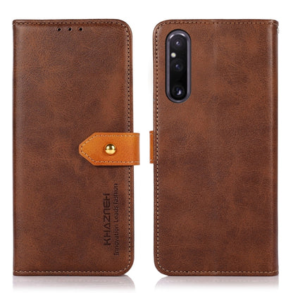KHAZNEH Dual-color Cowhide Texture Flip Leather Phone Case