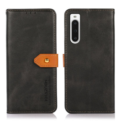 KHAZNEH Dual-color Cowhide Texture Flip Leather Phone Case