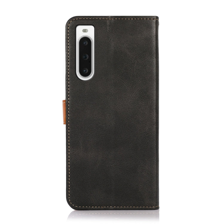 KHAZNEH Dual-color Cowhide Texture Flip Leather Phone Case