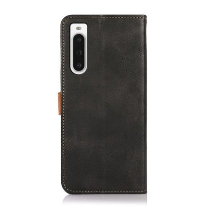KHAZNEH Dual-color Cowhide Texture Flip Leather Phone Case