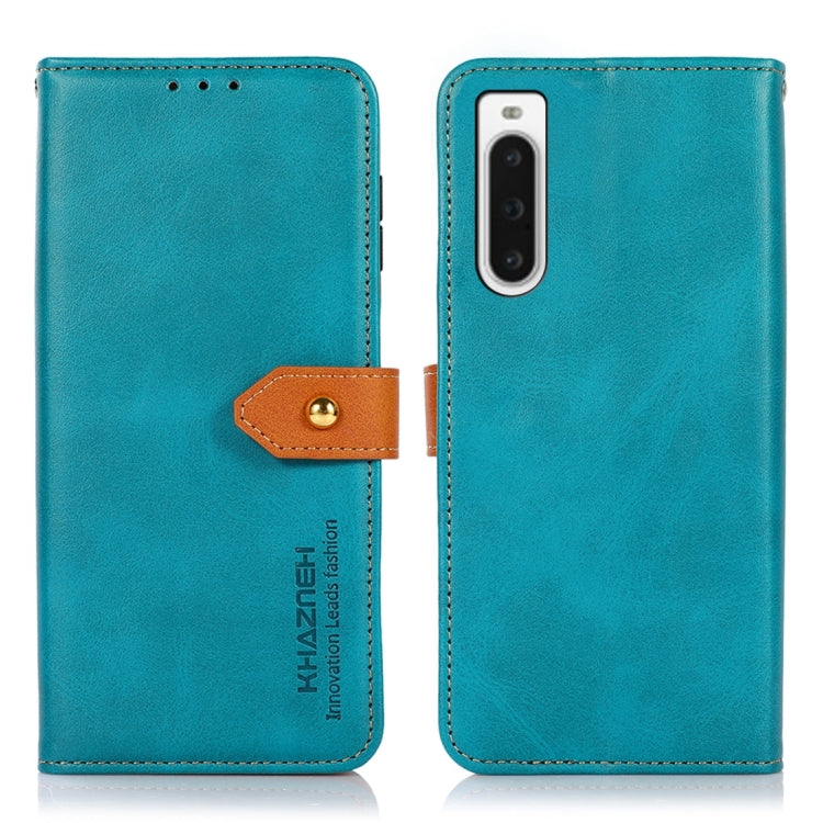KHAZNEH Dual-color Cowhide Texture Flip Leather Phone Case