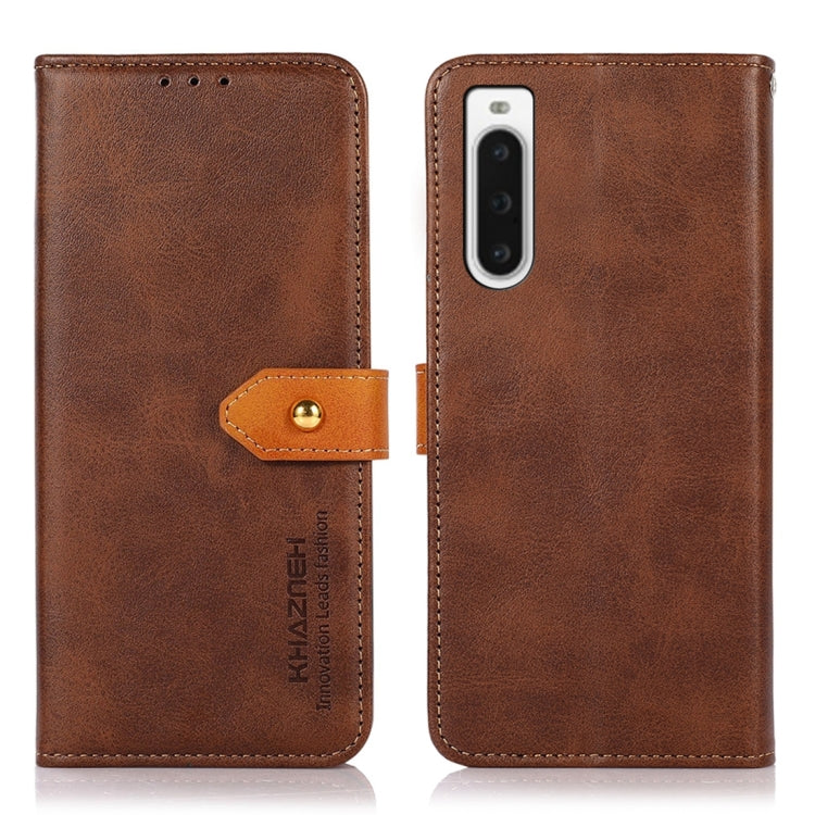 KHAZNEH Dual-color Cowhide Texture Flip Leather Phone Case