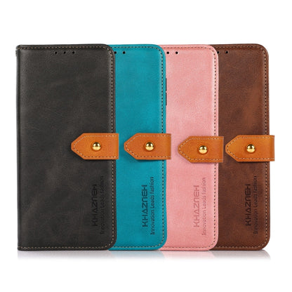 KHAZNEH Dual-color Cowhide Texture Flip Leather Phone Case