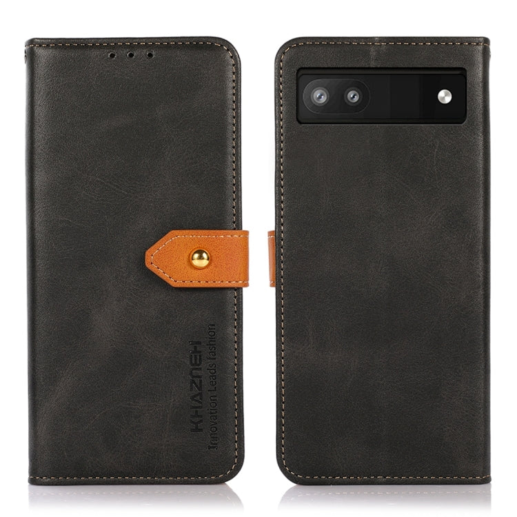 KHAZNEH Dual-color Cowhide Texture Flip Leather Phone Case