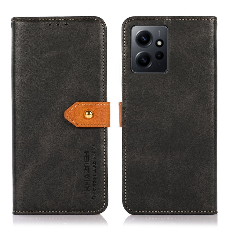 KHAZNEH Dual-color Cowhide Texture Flip Leather Phone Case