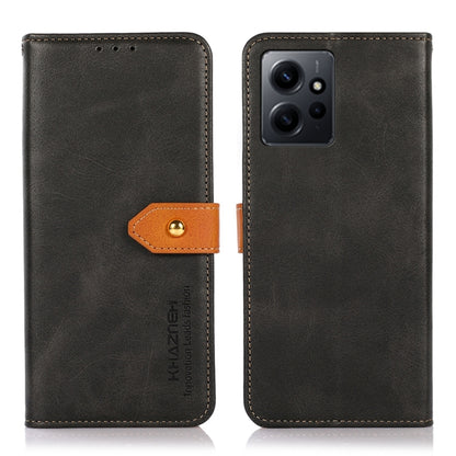 KHAZNEH Dual-color Cowhide Texture Flip Leather Phone Case