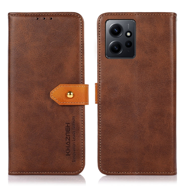KHAZNEH Dual-color Cowhide Texture Flip Leather Phone Case