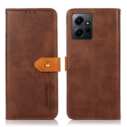 KHAZNEH Dual-color Cowhide Texture Flip Leather Phone Case