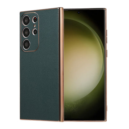 Genuine Leather Luolai Series Nano Plating Phone Case, For Samsung Galaxy S23 Ultra 5G