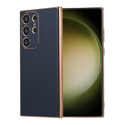 Genuine Leather Luolai Series Nano Plating Phone Case, For Samsung Galaxy S23 Ultra 5G