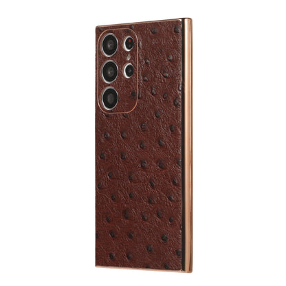 Genuine Leather Ostrich Texture Nano Electroplating Phone Case, For Samsung Galaxy S23 Ultra 5G
